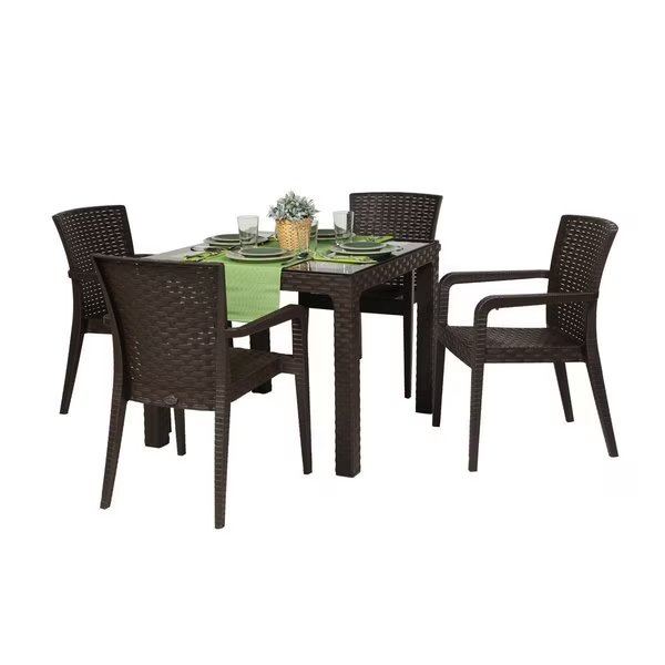 Alberta 5-Piece Dining Set-Brown, Rainbow Outdoor, Mfr#: RBO-ALBERTA-BRW-5DA
